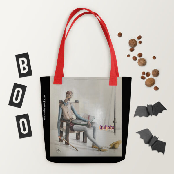 all-over-print-tote-bag-red-15×15-mockup-67f006a61876a.jpg Bolsa de tela: Don Quijote de la Mancha