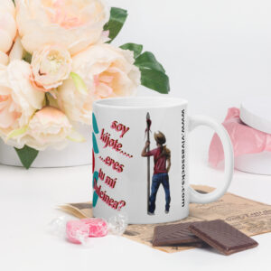 Taza blanca brillante: La espera